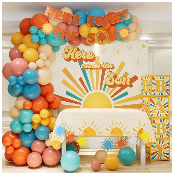 Here comes the son ballon arch, retro colors, baby shower, party decor - Picture 1 of 2